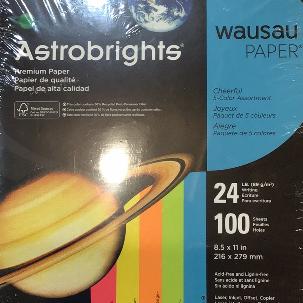 NWT!  Astrobrights premium 24# paper in colors shown.